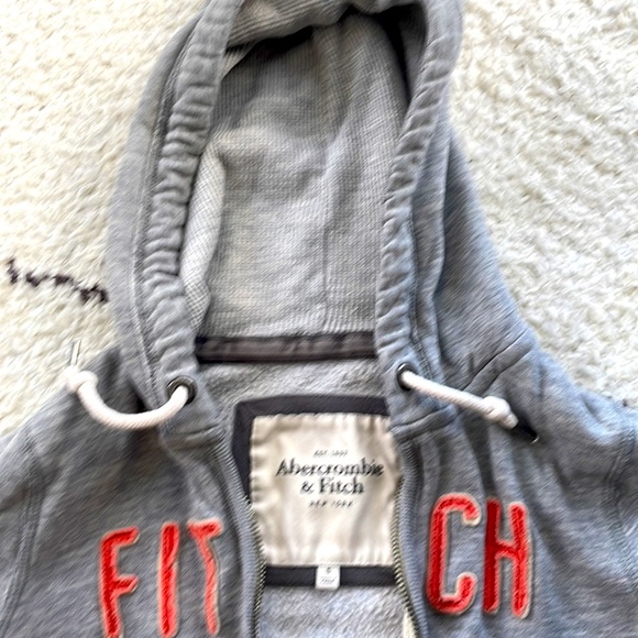 Abercrombie & Fitch Gray Hoodie with Orange Lettering size small- Used - Picture 2 of 5
